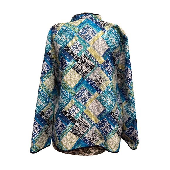 Alfred Dunner Jacket Blazer Blue Yellow Quilted Cottagecore Cabincore Plus 18 - Picture 2 of 12